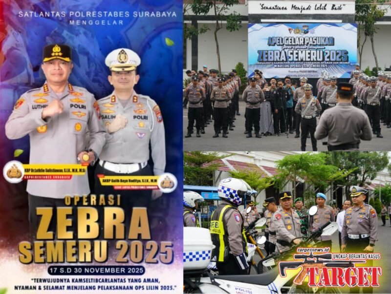 TargetNews.ID/Totok
Operasi Zebra Semeru 2025 tepatnya pada Senin (17/11) ini hari, Polrestabes Surabaya sasaran utama fokus operasi diarahkan ke tujuh jenis pelanggaran berprioritas paling berpotensi menyebabkan kecelakaan lalu lintas. Operasi berlangsung selama 14 hari, mulai 17–30 November 2025 (foto)