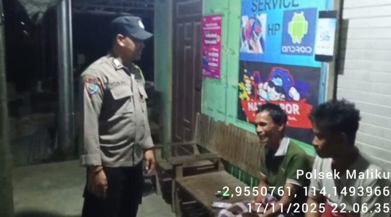 Personil Polsek Maliku Laksanakan Patroli Malam adengan Sasaran Pemukiman dan Pertokoan