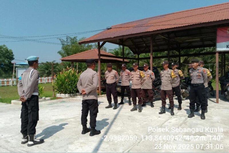 Polsek Sebangau Kuala Laksanakan Apel Siaga di Mako Polsek Sebangau Kuala antisipasi bencana