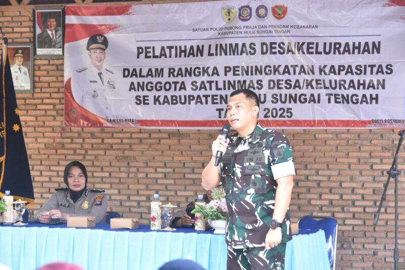 Bangun Satlinmas Berintegritas, Dandim 1002/HST Ajak Anggota Tanamkan Semangat Bela Negara