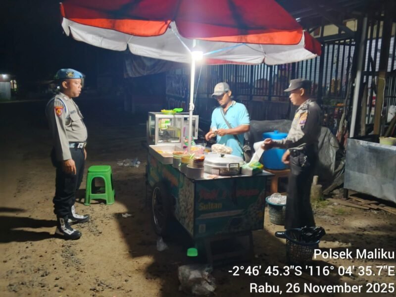 Personil Polsek Maliku Laksanakan Patroli Malam adengan Sasaran Pemukiman dan Pertokoan