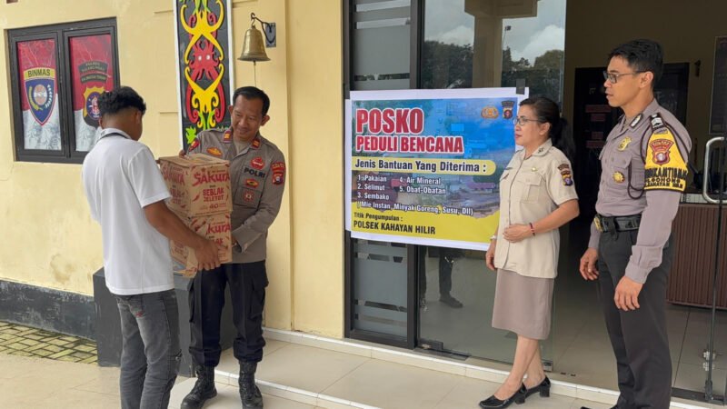 Wujud Kepedulian, Polsek Kahayan Hilir Dirikan Posko Donasi bagi Korban Bencana