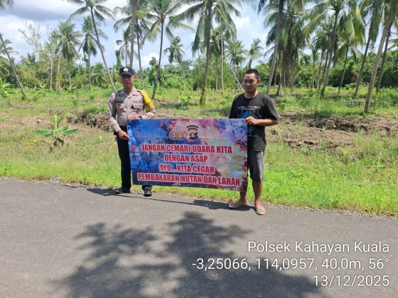 Personel Polsek Kahayan Kuala sambangi warga dan Memberikan himbauan Tentang Larangan Membakar hutan dan lahan
