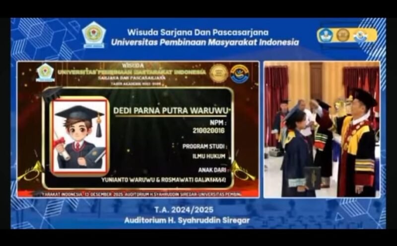 Dedi Parna Putra Waruwu, Lulusan Ilmu Hukum, Wisudawan yang Dilantik di Auditorium H. Syahruddin Siregar.