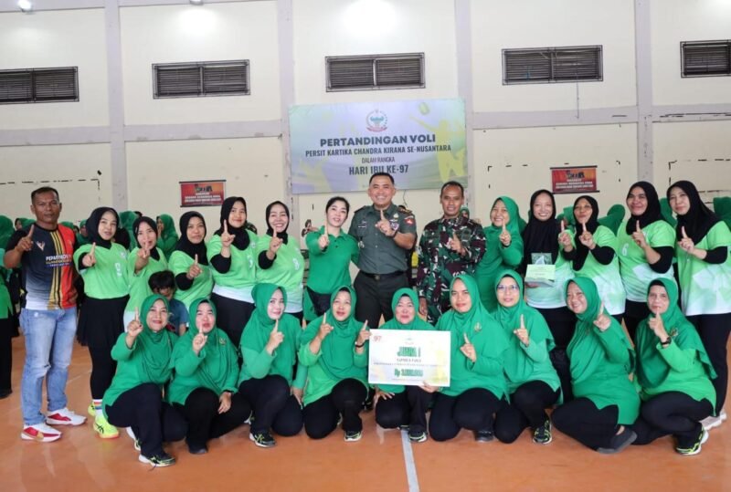 Tampil Maksimal Persit Kodim 1009/Tanah Laut Juara 1 Bola Voli Peringatan Hari Ibu Jajaran Korem 101/Ant