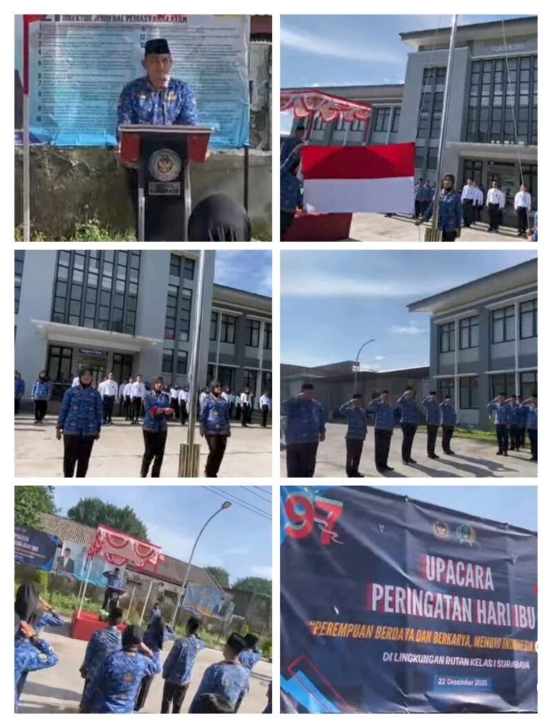 Foto: Rumah Tahanan Negara (Rutan) Kelas I Surabaya menggelar Upacara Peringatan Hari Ibu Tahun 2025 dengan penuh khidmat dan tertib pada Senin (22/12/2025)