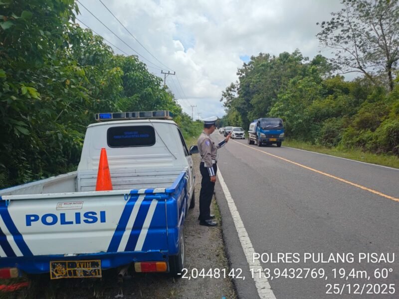 Sat Lantas Polres Pulang Pisau Laksanakan Patroli KTL dan Pencegahan Laka Lantas di Daerah Rawan