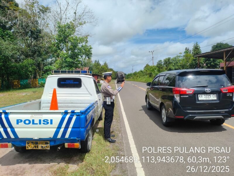 Sat Lantas Polres Pulang Pisau Laksanakan Patroli KTL dan Pencegahan Laka Lantas di Daerah Rawan