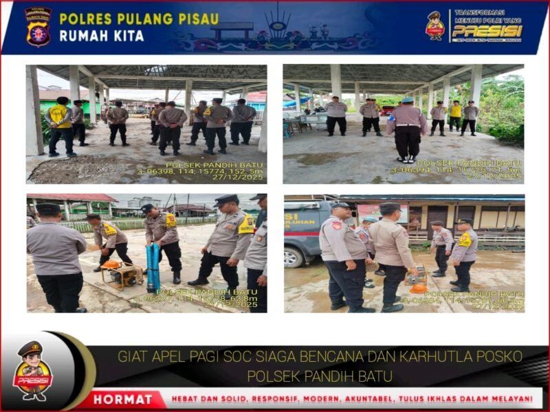 Polsek Pandih Batu Melaksanakan kegiatan Apel Siaga Bencana dan Penyampaian arahan dari Pimpinan kepada Anggota terkait tugas di lapangan