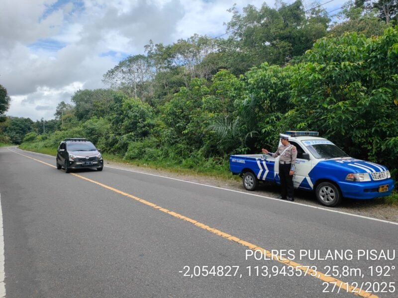 Sat Lantas Polres Pulang Pisau Laksanakan Patroli KTL dan Pencegahan Laka Lantas di Daerah Rawan