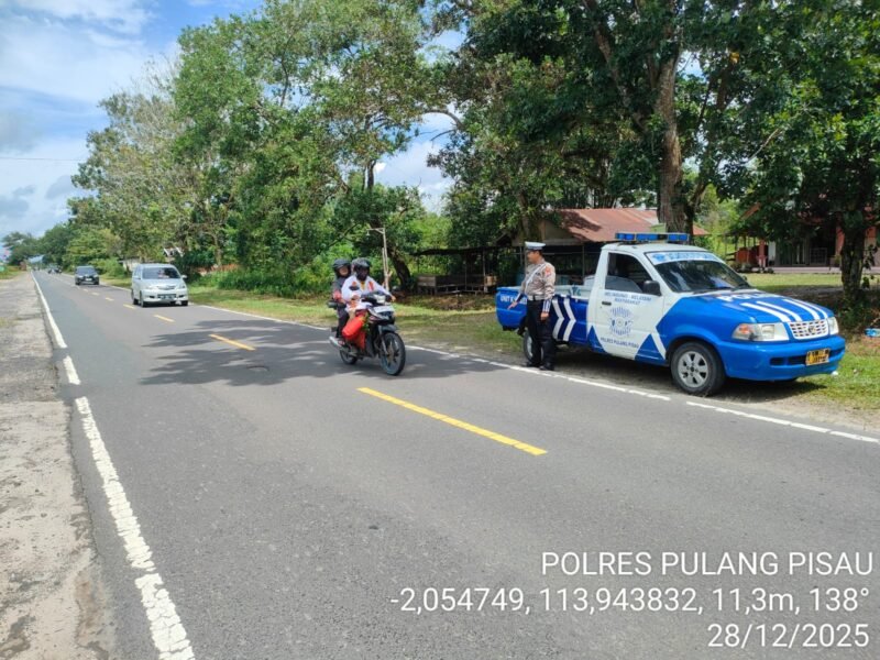 Sat Lantas Polres Pulang Pisau Laksanakan Patroli KTL dan Pencegahan Laka Lantas di Daerah Rawan