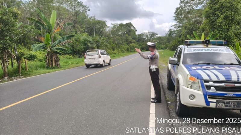 Sat Lantas Polres Pulang Pisau Laksanakan Patroli dan Pencegahan Laka Lantas di Daerah Rawan