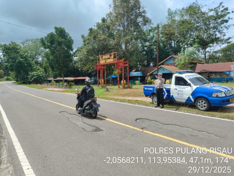 Sat Lantas Polres Pulang Pisau Laksanakan Patroli KTL dan Pencegahan Laka Lantas di Daerah Rawan