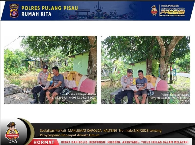 Personel Polsek Kahayan Kuala menyampaikan pesan Kamtibmas, dan Himbauan kamtibmas dan mendukung Program pemerintah terkait ketahanan pangan