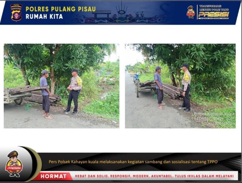 Personel Polsek Kahayan Kuala menyampaikan pesan Kamtibmas, dan Himbauan kamtibmas