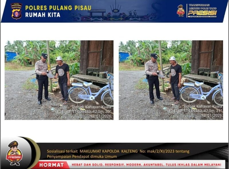 Personel Polsek Kahayan Kuala melaksanakan sosialisasi Maklumat Kapolda Kateng terkait mengemukakan pendapat di muka umum