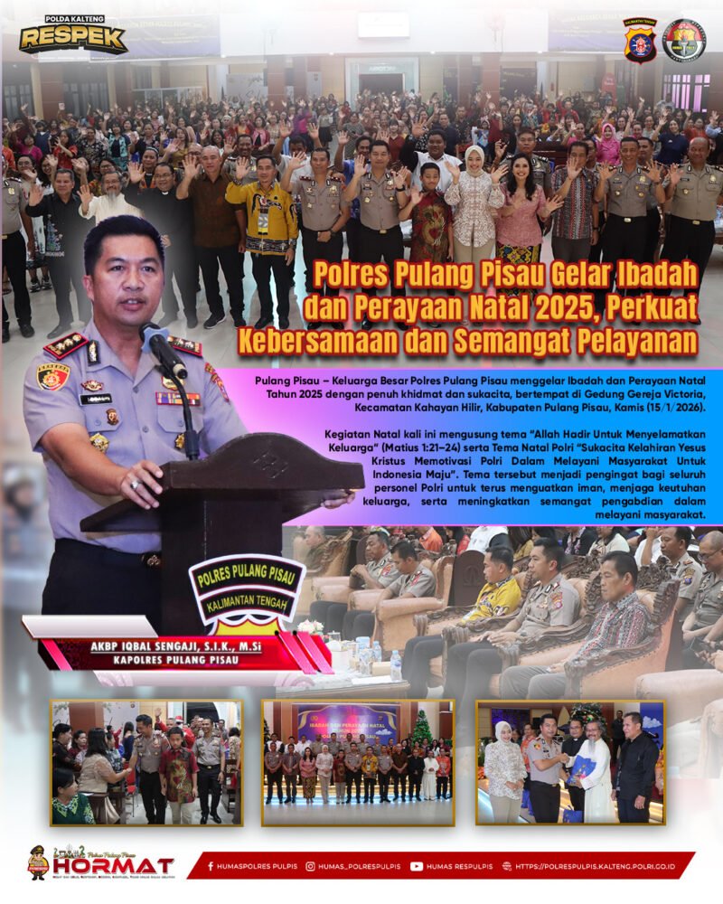 Natal Bersama Keluarga Besar Polres Pulang Pisau, Kapolres Sampaikan Pesan Persatuan