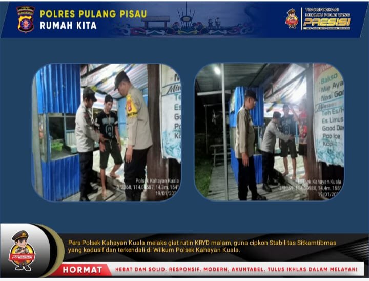 Polsek Kahayan Kuala giat KRYD berupa Patroli Kamtibmas guna Cegah Kriminalitas & Premanisme.