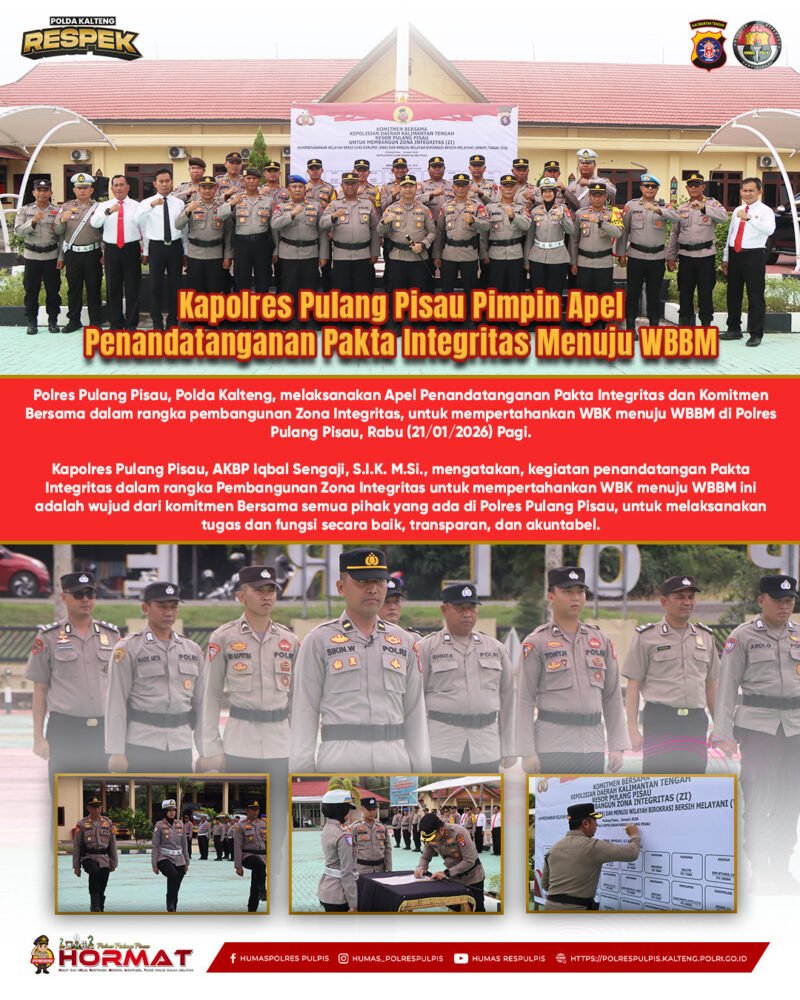 Menuju WBBM, Polres Pulang Pisau Teguhkan Komitmen Lewat Pakta Integritas