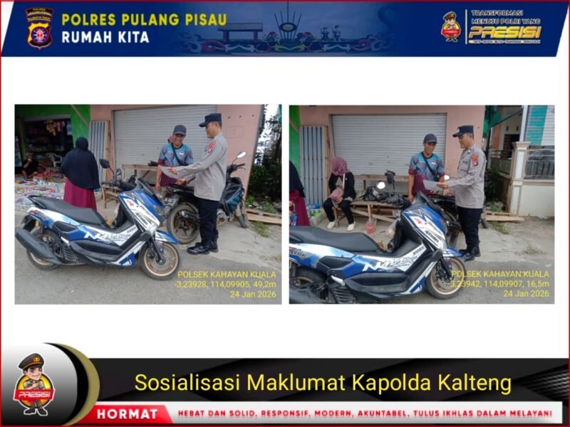 Personel Polsek Kahayan Kuala menyampaikan pesan Kamtibmas, dan Himbauan kamtibmas dan mendukung Program pemerintah terkait ketahanan pangan