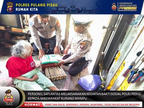 Polri Peduli di Pulang Pisau, Satlantas Salurkan Bantuan Sembako ke Warga Kurang Mampu