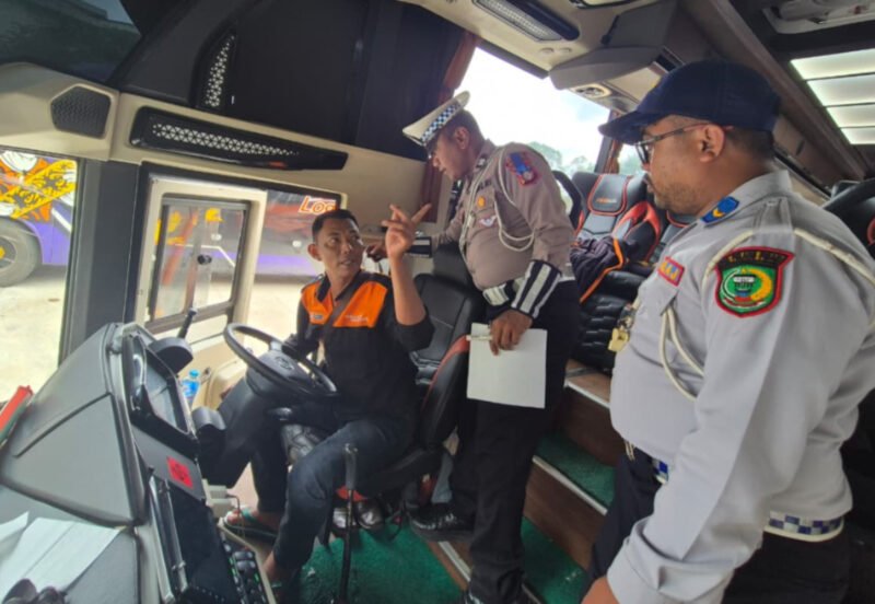 Ops Keselamatan Telabang 2026, Satlantas Polres Pulpis dan Dishub Gelar Ramp Check Bus AKAP