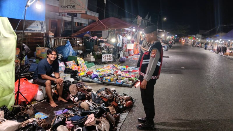Jamin Keamanan Warga, Polsek Kahayan Hilir Sisir Pasar Malam Antisipasi Kriminalitas