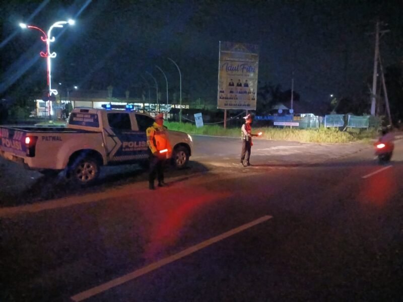 Satlantas Polres Pulang Pisau Gelar Patroli Blue Light di Titik Rawan Laka