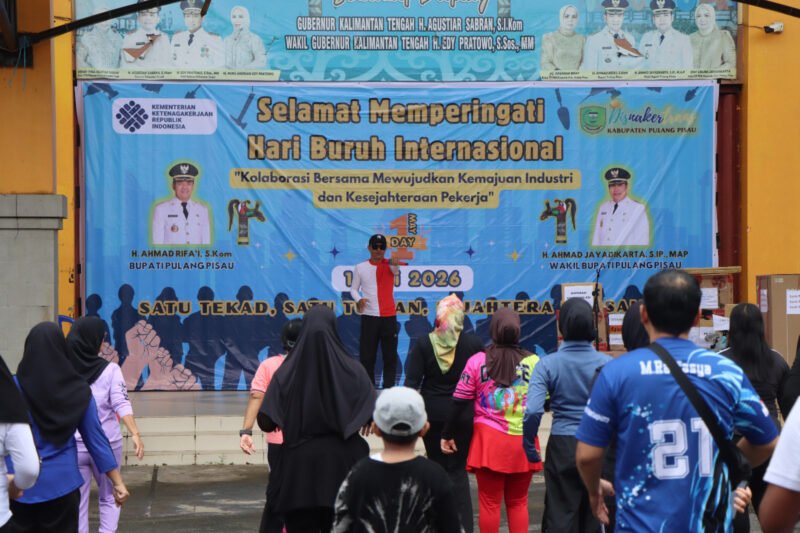 Semarakkan May Day, Kapolres Pulang Pisau Ikuti Senam Bersama di Stadion HM Sanusi