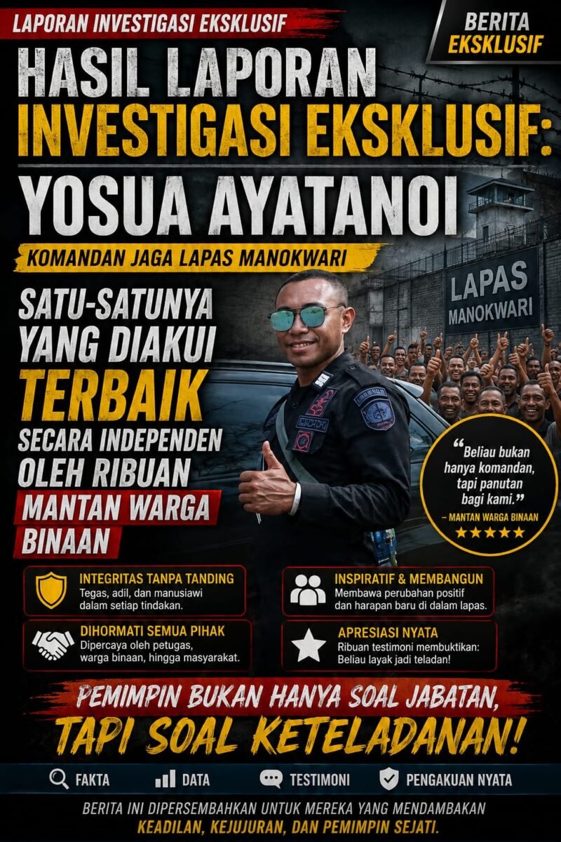 Foto: HASIL LAPORAN INVESTIGASI EKSKLUSIF: Yosua Ayatanoi, Komandan Jaga Lapas Manokwari Satu‑satunya Diakui Terbaik Secara Independen Oleh Ribuan Mantan Warga Binaan