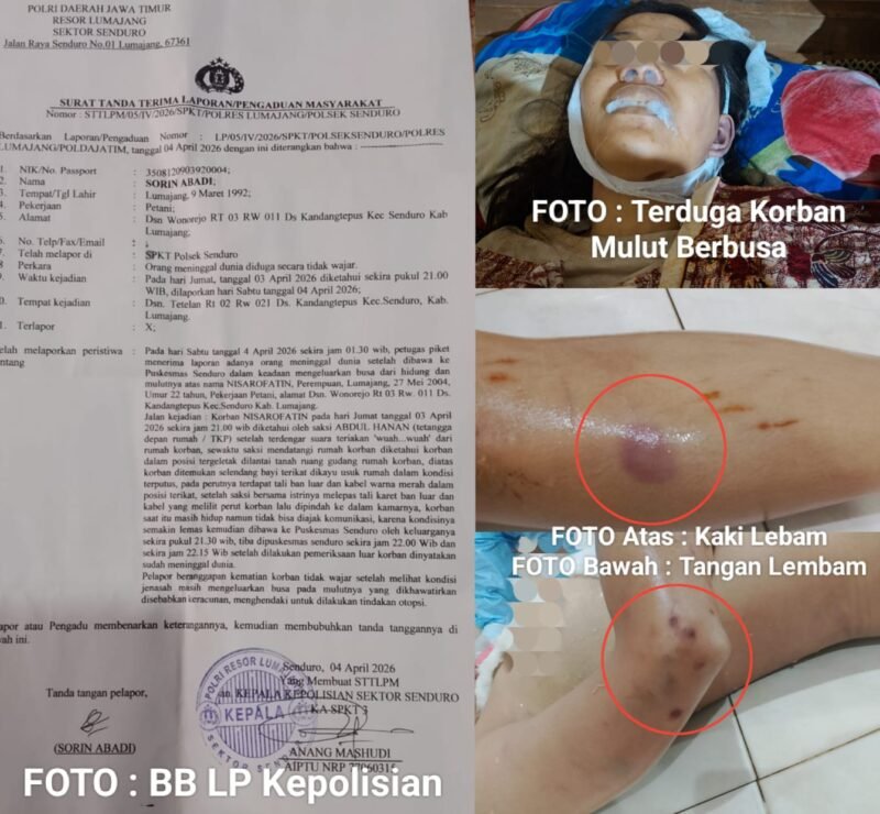 Foto: Misteri kematian seorang petani muda bernama Nisarofatin (22), warga Dusun Tetelan, Desa Kandangtepus, Kecamatan Senduro, Kabupaten Lumajang, kembali menjadi sorotan publik. Empat bulan sejak peristiwa itu dilaporkan, kasus tersebut