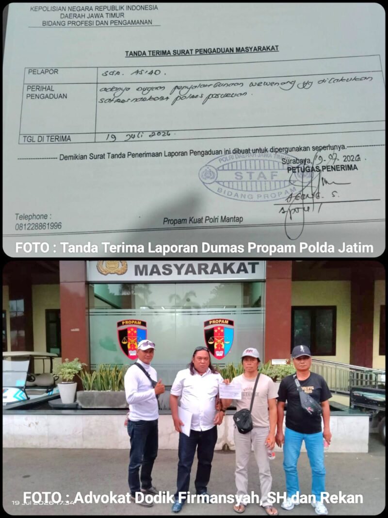 Foto: Dugaan tindakan kekerasan yang melibatkan sejumlah oknum anggota Unit 1 Satresnarkoba Polres Pasuruan menjadi sorotan. Seorang petani asal Kabupaten Pasuruan, As'ad (53), resmi melaporkan dugaan penganiayaan yang dialaminya ke Bidang Profesi dan Pengamanan (Propam) serta Sentra Pelayanan Kepolisian Terpadu (SPKT) Polda Jawa Timur, Minggu (19/7/2026).