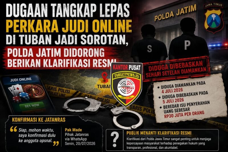 Foto: Dugaan adanya praktik tangkap lepas dalam penanganan perkara dugaan perjudian online di Kabupaten Tuban