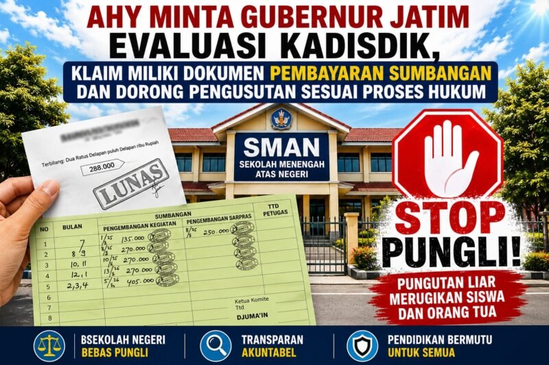 Foto: Soroti Dugaan Publik Temuan Dilapangan, Ahy Evaluasi Kadisdik Jatim Proses Hukum