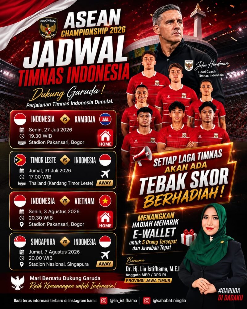 Dukung Timnas Garuda Menuju Juara, Senator Lia Istifhama Gelar Tebak Skor Berhadiah (Foto: TargetNews.ID/Anil/Istimewah)