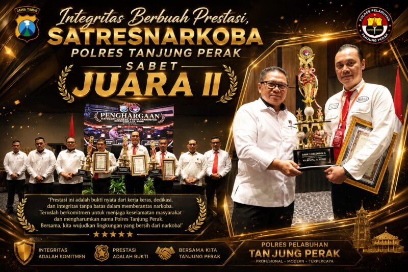 FOTO: Satresnarkoba Polres Pelabuhan Tanjung Perak Juara II kategori Ungkap Kasus Terbanyak Kelompok A TARGETNEWS.ID/ISTIMEWAH