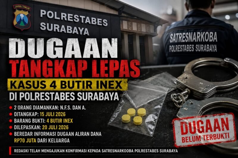 FOTO: Dugaan Tangkap Lepas Kasus Empat Butir Inex di Polrestabes Surabaya Jadi Sorotan, Benarkah Ada Aliran Dana Rp70 Juta?