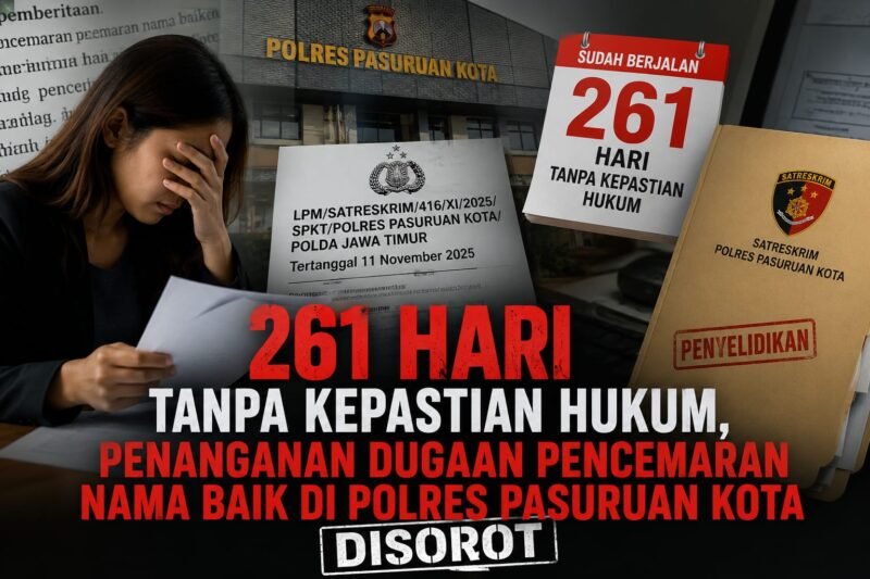 FOTO: 261 Hari Kepastian Hukum, Laporan Dugaan Pencemaran Nama Baik Polres Pasuruan Kota Bungkam