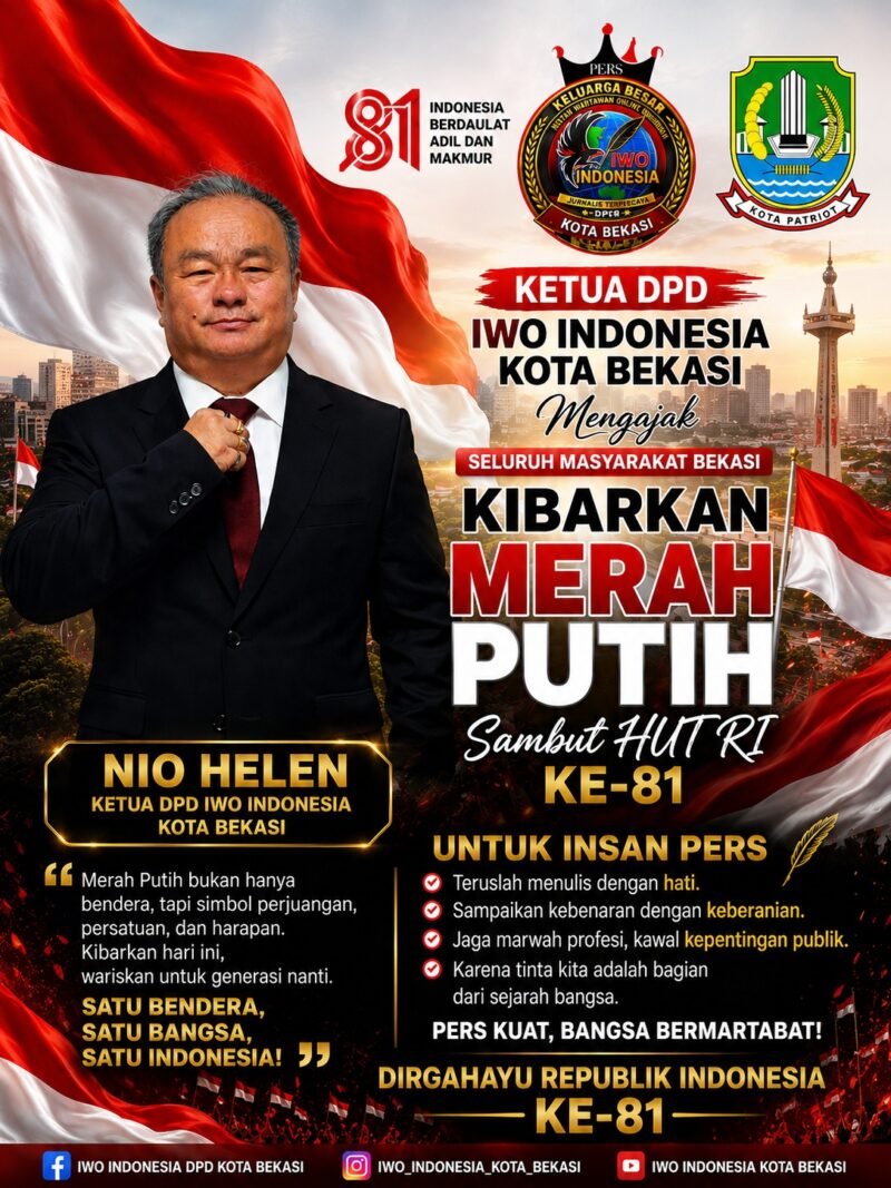 Foto: DPD IWO Indonesia Kota Bekasi mengajak seluruh Masyarakat Bekasi Kibarkan Merah Putih Sambut HUT Ke-81 RI
