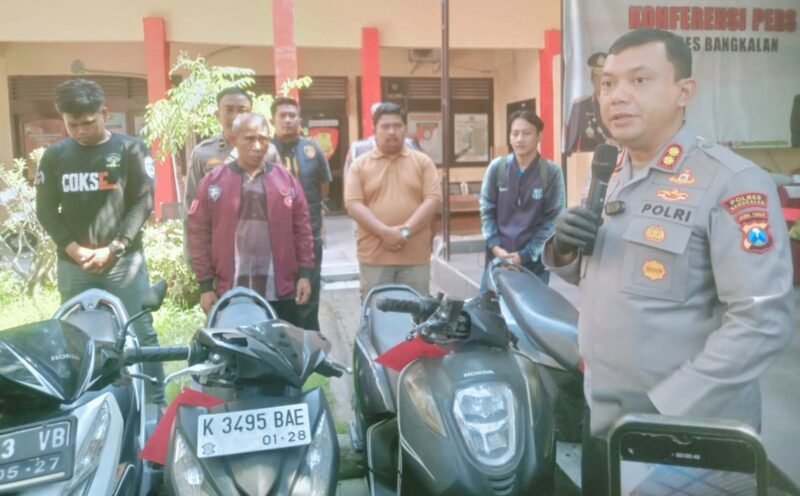 FOTO: Ungkap Kasus 3C, Polres Bangkalan BB Curanmor Dipinjam Pakaikan Kepada Pemilik Sahnya
