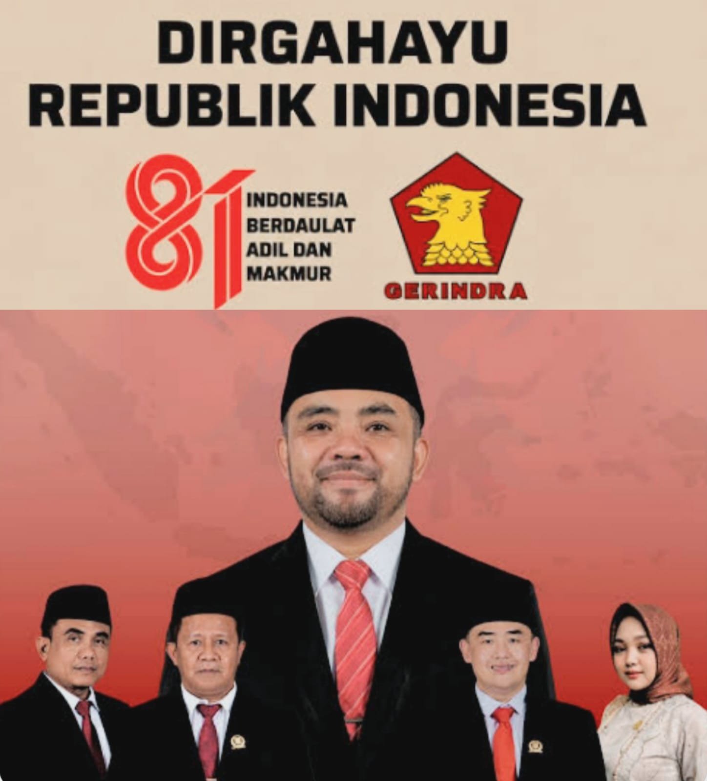 Ketua Fraksi dan Anggota Gerindra Batu Ucapkan Selamat HUT RI Ke-81 2026