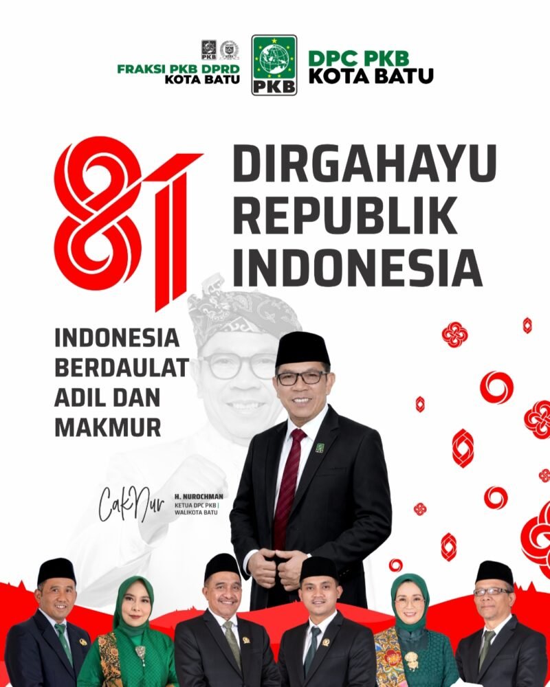 Ketua dan Seluruh Anggota Fraksi Partai Kebangkitan Bangsa Kota Batu. Mengucapkan Selamat HUT RI Ke-81 Tahun 2026.