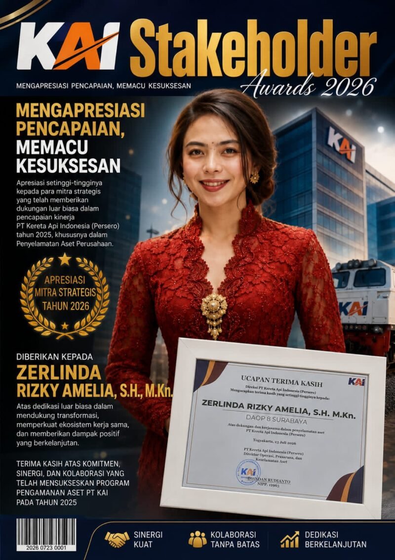 Zerlinda Rizky Amelia Raih KAI Stakeholder Awards 2026, Kontribusi Penyelamatan Aset PT KAI Mendapat Apresiasi
