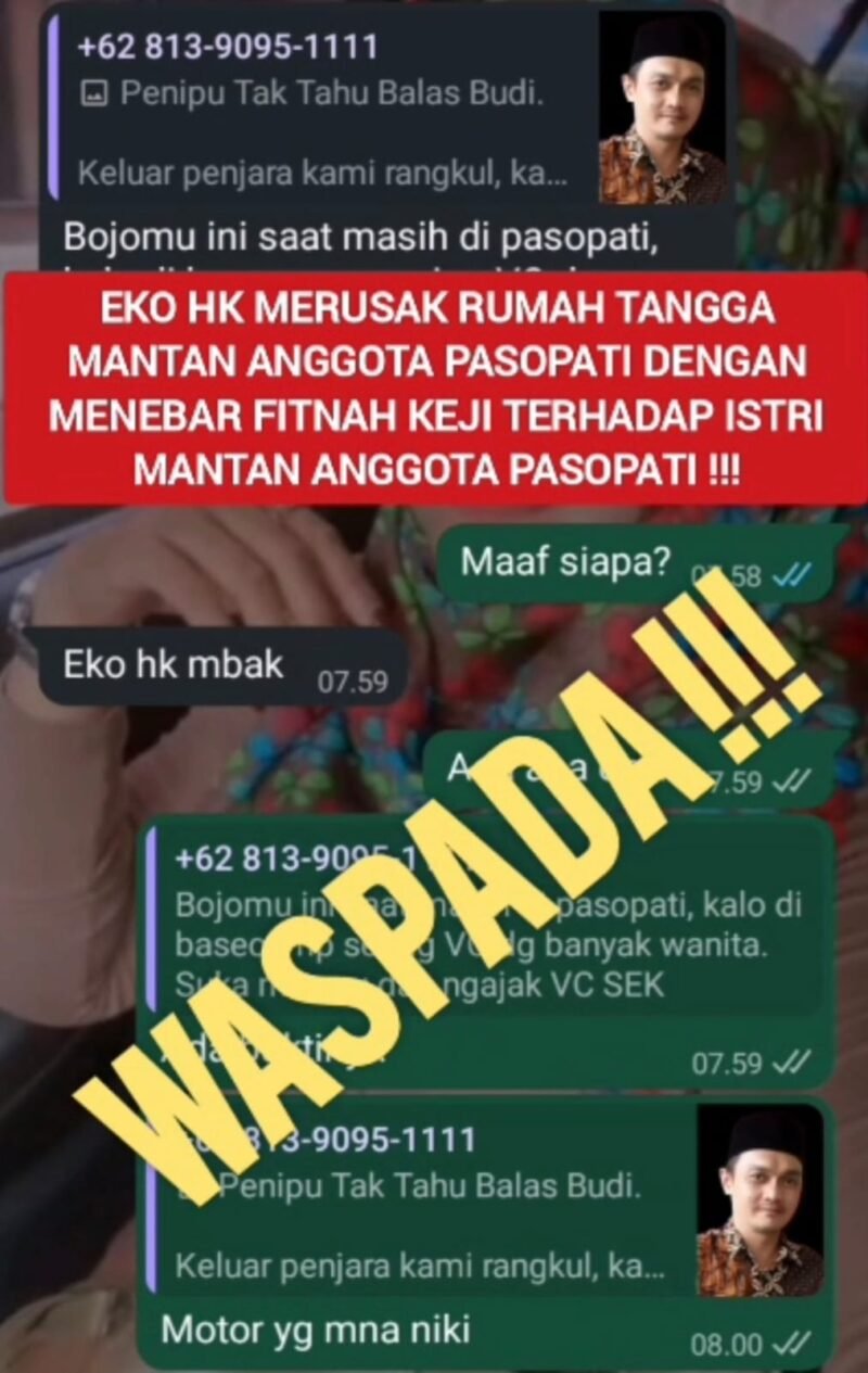 Dugaan Upaya Mengusik Rumah Tangga Mantan Anggota Pasopati Disorot TARGETNEWS.ID/ISTIMEWAH