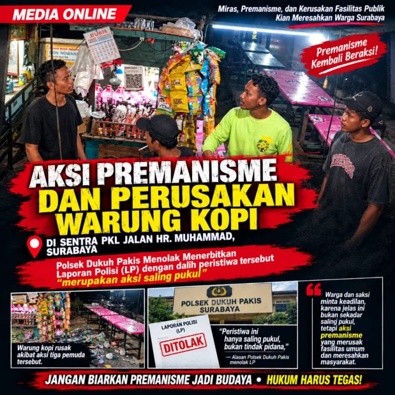 Ilustrasi warung kopi di kawasan Jalan HR. Muhammad, Surabaya. Penanganan dugaan keributan yang melibatkan pemilik dan penjaga warkop menjadi sorotan.