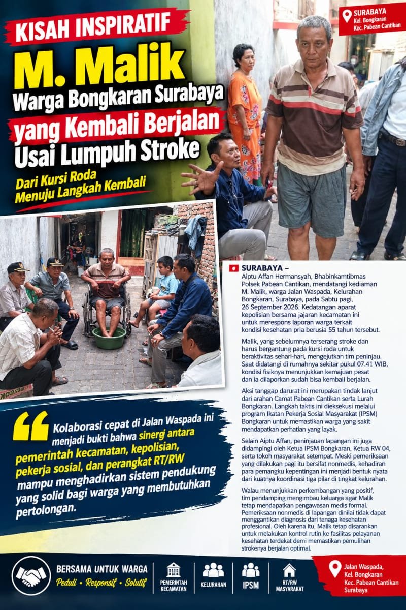 Kisah M.Malik, Warga Bongkaran Surabaya Kembali Berjalan Usai Lumpuh Stroke