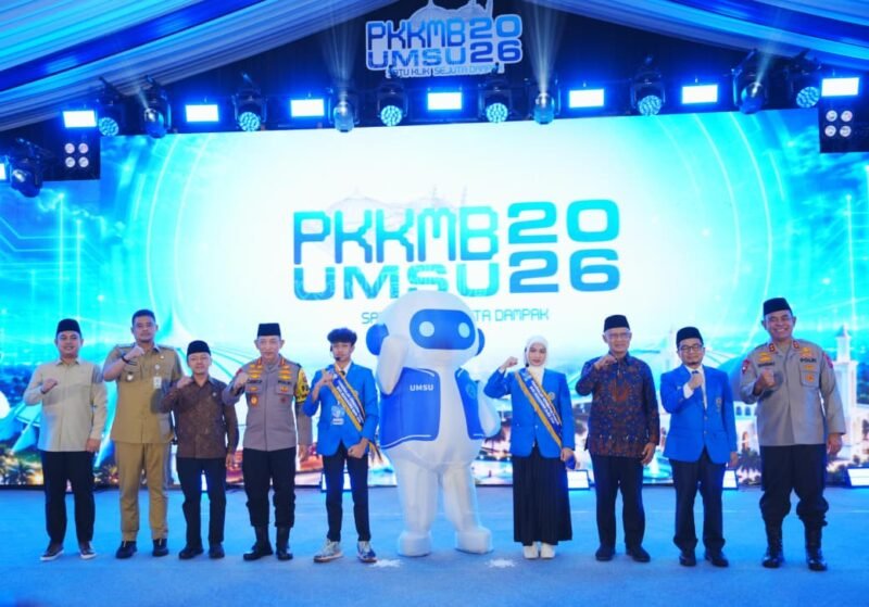 Kapolri Jenderal Polisi Listyo Sigit Prabowo saat memberikan kuliah umum kepada mahasiswa baru UMSU dalam kegiatan PKKMB Tahun 2026 di Kampus Utama UMSU, Medan, Senin (28/9/2026).