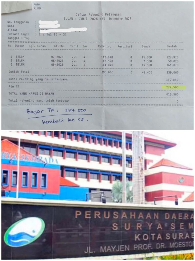 Denda Tiga Bulan Rp42.400, Biaya Buka Blokir PDAM Rp277.500 Jadi Sorotan