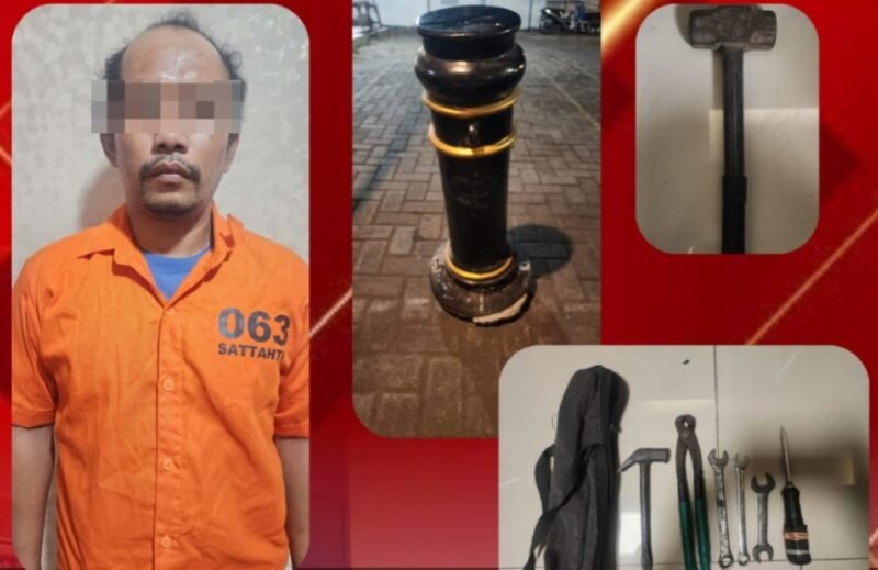 Polsek Pabean Cantikan Amankan DPO Pencuri 14 Bollard