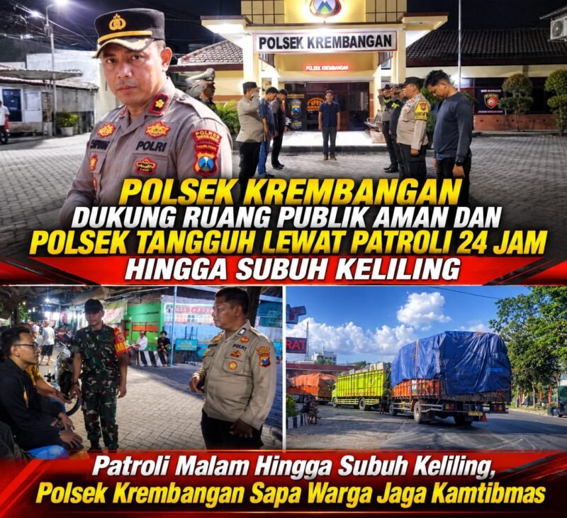 Personel Polsek Krembangan melaksanakan patroli dan sambang warga hingga subuh untuk menjaga keamanan dan ketertiban masyarakat di wilayah hukum Polres Pelabuhan Tanjung Perak, Surabaya.